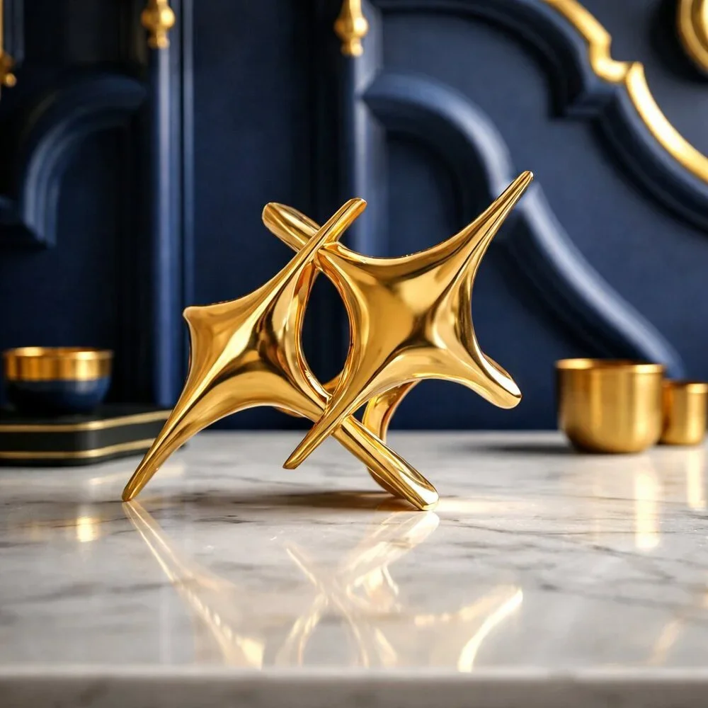 18K Gold Plated Stainless Steel Celestial Starburst Sculptural Adjustable Ring - Picture 9 of 15